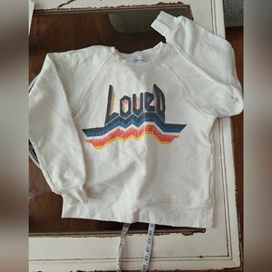 Women's Current Elliott White Loved Sweatshirt with Rainbow Stripe Print Size 0